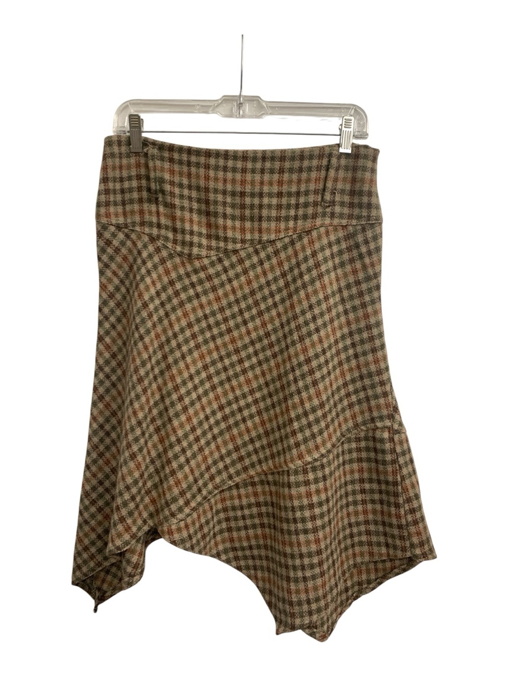 Asymmetrical Plaid Skirt in Brown Tones - Women